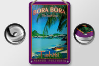 Blechschild Reise 12x18 cm Bora Bora Tahiti Meer Strand Deko Schild