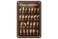 Blechschild Hinweis 12x18 cm Fingeralphabet von A bis Z Deko Schild