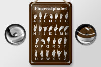 Blechschild Hinweis 12x18 cm Fingeralphabet von A bis Z Deko Schild