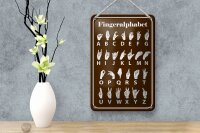 Blechschild Hinweis 12x18 cm Fingeralphabet von A bis Z Deko Schild