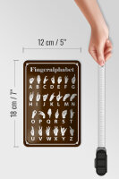 Blechschild Hinweis 12x18 cm Fingeralphabet von A bis Z Deko Schild