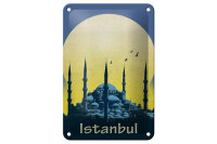 Blechschild Reise 12x18 cm Istanbul bei Nacht Mond Moschee Deko Schild
