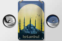 Blechschild Reise 12x18 cm Istanbul bei Nacht Mond Moschee Deko Schild