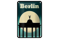 Blechschild Reise 12x18 cm Berlin Brandenburger Tor bei Nacht Deko Schild