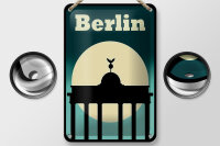 Blechschild Reise 12x18 cm Berlin Brandenburger Tor bei Nacht Deko Schild