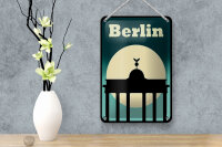 Blechschild Reise 12x18 cm Berlin Brandenburger Tor bei Nacht Deko Schild