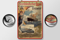 Blechschild Reise 12x18 cm Norddeutscher Lloyd Bremen Schiffe Schild