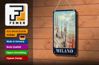 Blechschild Reise 12x18 cm Milano Italien Kathedrale Deko Schild