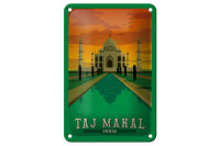 Blechschild Reise 12x18 cm Taj Mahal Indien Wasser Deko Schild