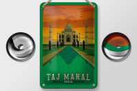 Blechschild Reise 12x18 cm Taj Mahal Indien Wasser Deko Schild