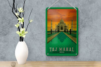 Blechschild Reise 12x18 cm Taj Mahal Indien Wasser Deko Schild