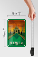 Blechschild Reise 12x18 cm Taj Mahal Indien Wasser Deko Schild