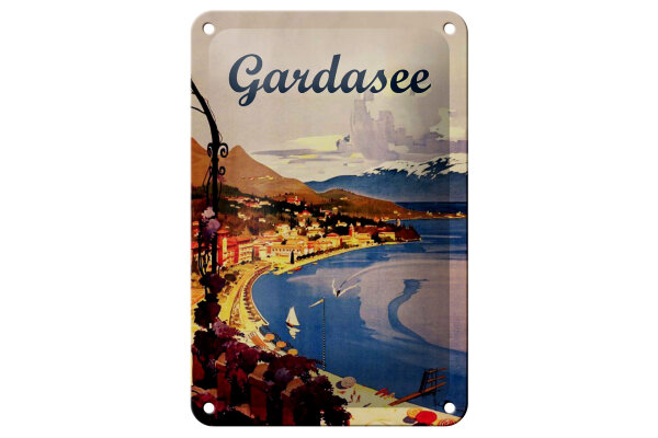Blechschild Reise 12x18 cm Gardasee Italien Strand Deko Schild