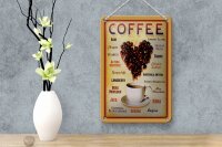 Blechschild Kaffee 12x18 cm Kaffesorten Herz aus Kaffeebohnen Deko Schild