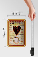 Blechschild Kaffee 12x18 cm Kaffesorten Herz aus Kaffeebohnen Deko Schild