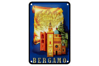 Blechschild Reise 12x18 cm Bergamo Italien Deko Schild