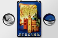 Blechschild Reise 12x18 cm Bergamo Italien Deko Schild