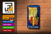 Blechschild Reise 12x18 cm Bergamo Italien Deko Schild