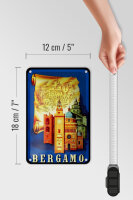 Blechschild Reise 12x18 cm Bergamo Italien Deko Schild