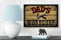 Holzschild Hinweis 18x12cm Dad´s Workshop Werkzeug