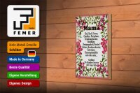 Holzschild Spruch 12x18cm Mama Chef Koch Friseur Blumen