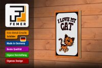Holzschild Spruch 12x18cm Katze i love my Cat