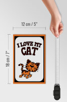 Holzschild Spruch 12x18cm Katze i love my Cat
