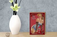 Holzschild Spruch 12x18 cm Be cool Frau mit Martini Deko Schild