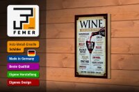 Holzschild Alkohol 12x18 cm Wein Good wine goood friends long life Deko Schild