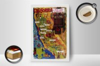 Holzschild Reise 12x18 cm California wine land of America Deko Schild