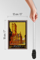 Holzschild Reise 12x18 cm Dijon Capitale de la bourgogne Deko Schild