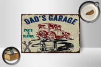 Holzschild Spruch 12x18 cm Dads Garage Parts and Service Deko Schild