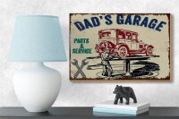 Holzschild Spruch 12x18 cm Dads Garage Parts and Service Deko Schild