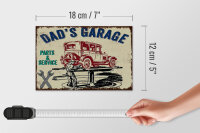 Holzschild Spruch 12x18 cm Dads Garage Parts and Service Deko Schild