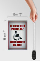 Holzschild Paken 12x18cm Parkplatz nur für Behinderte