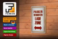 Holzschild Hinweis 12x18cm Parken verboten Ladezone
