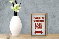 Holzschild Hinweis 12x18cm Parken verboten Ladezone