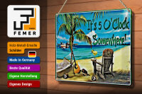 Blechschild Spruch 20x30 cm It is 5 O clock somewhere Deko Schild