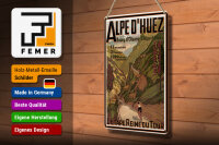Blechschild Reise 20x30 cm Alpe s huez L etape reine du tour Deko Schild