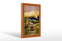 Holzschild Reise 20x30 cm Abrvzzo Kirche Frauen mit Hauben Deko Schild