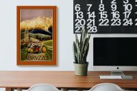 Holzschild Reise 20x30 cm Abrvzzo Kirche Frauen mit Hauben Deko Schild