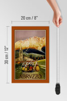Holzschild Reise 20x30 cm Abrvzzo Kirche Frauen mit Hauben Deko Schild