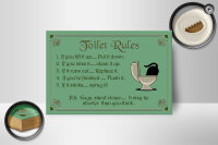 Holzschild Spruch 18x12cm Toilet Rules if you lift it up