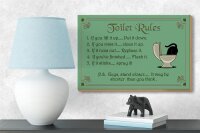 Holzschild Spruch 18x12cm Toilet Rules if you lift it up