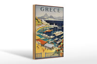 Holzschild Reise 20x30 cm Grece Griechenland Strand Hafen Deko Schild