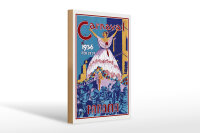 Holzschild Reise 20x30 cm Carnaval 1936 Panama viva la Reina Deko Schild