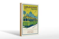 Holzschild Reise 20x30 cm Melbourne Australia Flinders Street Straßenbahn