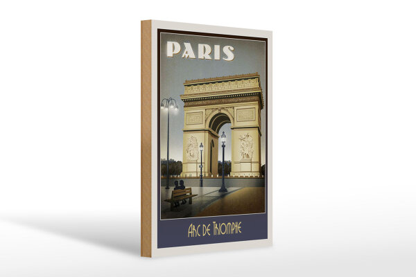 Holzschild Reise 20x30 cm Paris Frankreich Arc de Triomphe Deko Schild