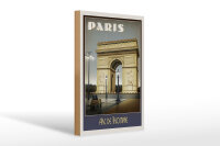 Holzschild Reise 20x30 cm Paris Frankreich Arc de Triomphe Deko Schild