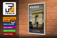Holzschild Reise 20x30 cm Paris Frankreich Arc de Triomphe Deko Schild